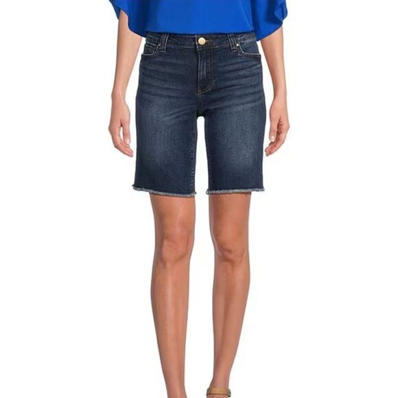 Kut From The Kloth Natalie Dark Wash Bermuda Shorts Sz 12 - Picture 1 of 9